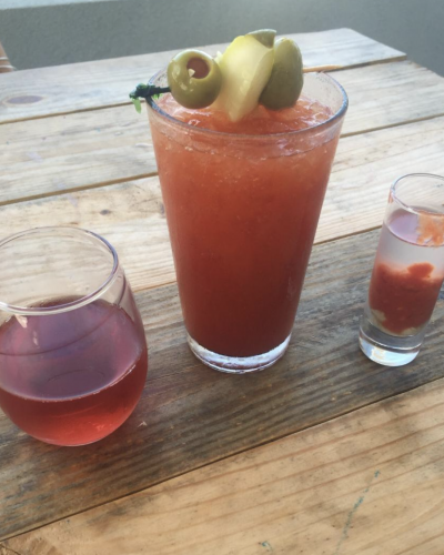 Drinks on a picnic table